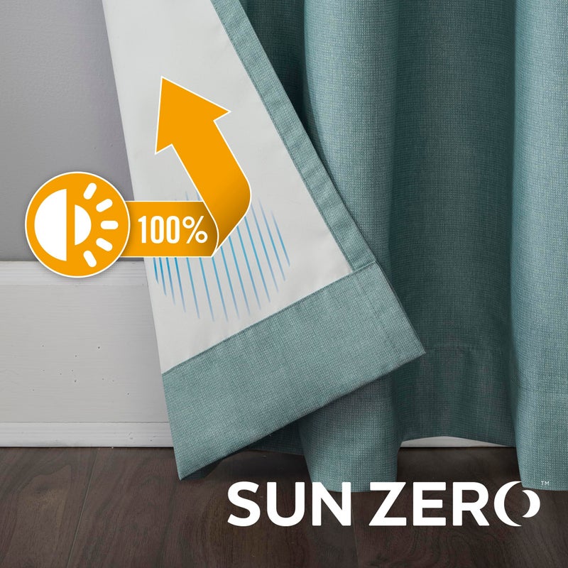 Sun Zero Columbia 2-Pack Thermal Energy Saving 100% Blackout Grommet Curtain Panel Pair, 50" x 84", Misty Blue - Image 5